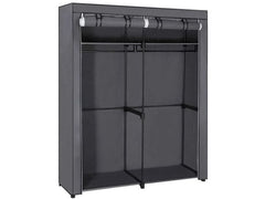 Songmics | Schrank Grau, 2 hochrollbare Türen | 140x43x174 cm (LxBxH), Stoff, Metall