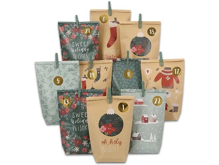 G. Wurm | Adventskalender Tüten | 72-er Set, 24x34x1 cm (BxHxT)