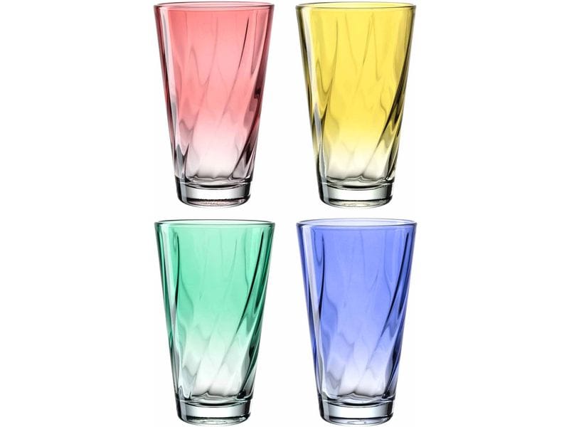 LEONARDO | Gläserset Twist 300ml 4farb | rot, grün, gelb, blau, 4 Stk. , 300 ml