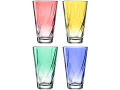 LEONARDO | Gläserset Twist 300ml 4farb | rot, grün, gelb, blau, 4 Stk. , 300 ml