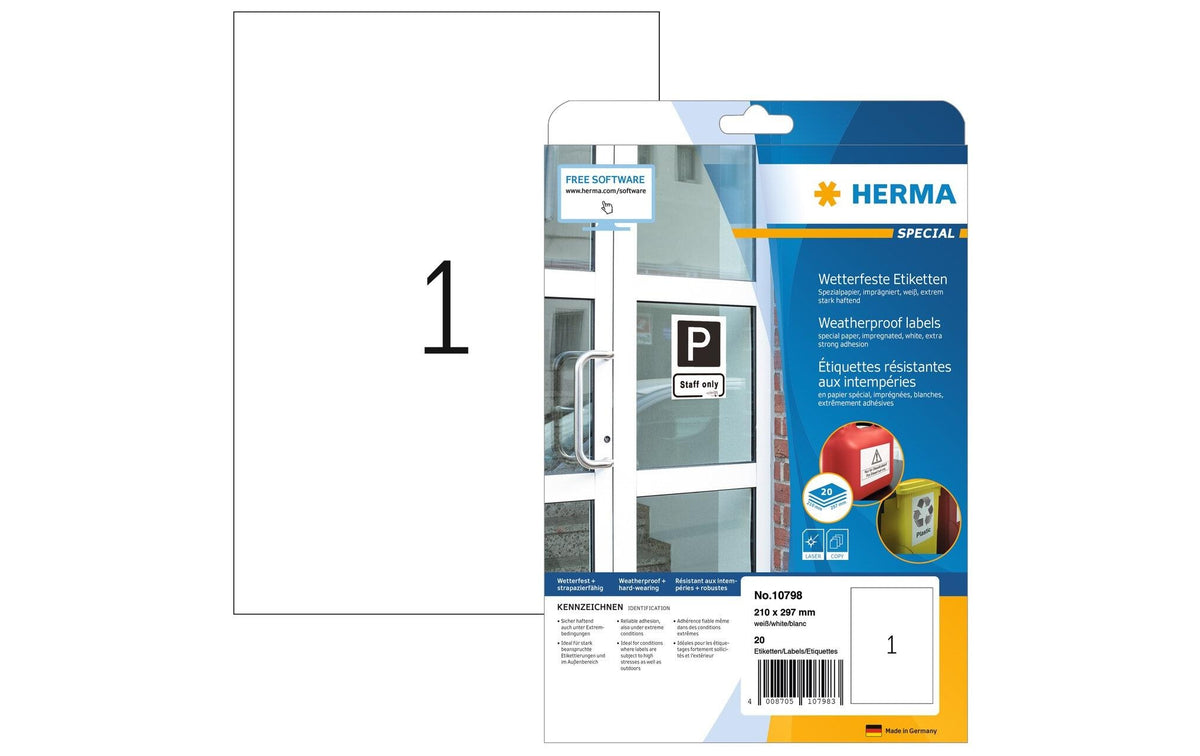 HERMA, Outdoor-Etiketten 210 x 297 mm, 20 B