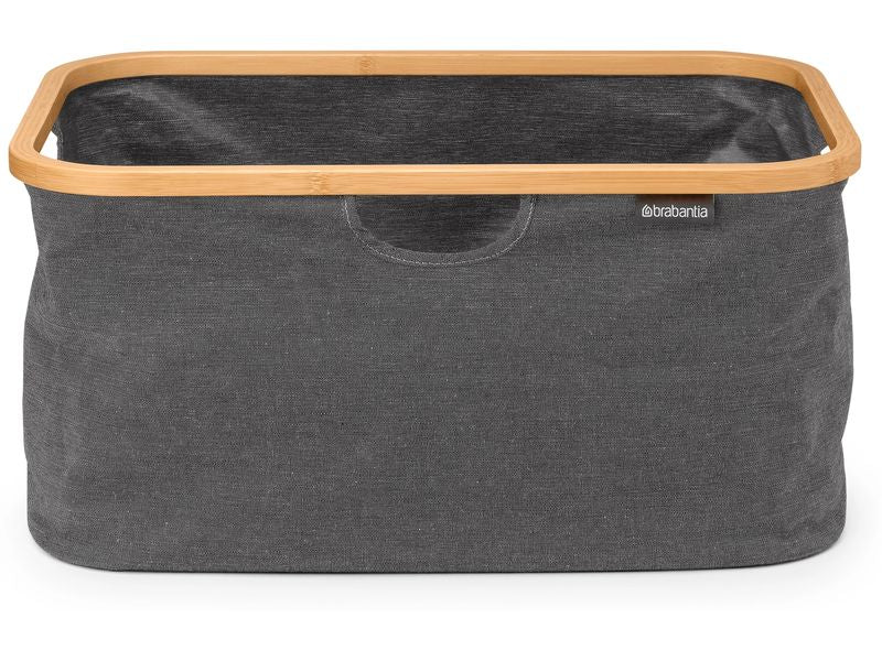 Brabantia | faltbarer Wäschekorb 40L | mit Holzring, Pepper Black