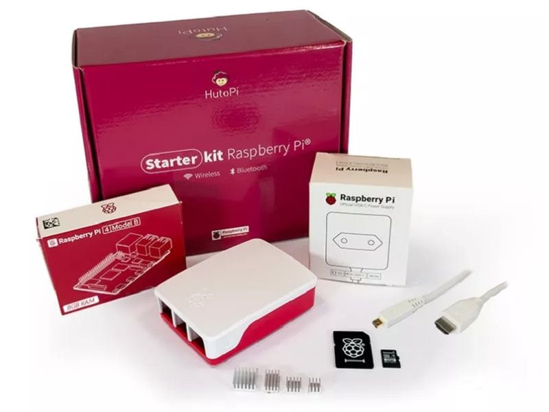 HutoPi | Raspberry Pi4B, 4GB Set | Pi 4B 4GB, 32GB SD, PSU, Case, HDMI