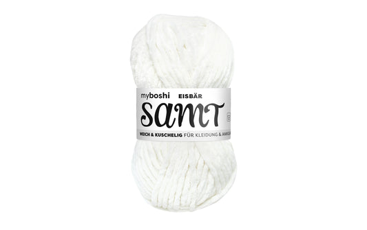 myBoshi | Wolle Chenille Samt Eisbär | 100 g, 100 m