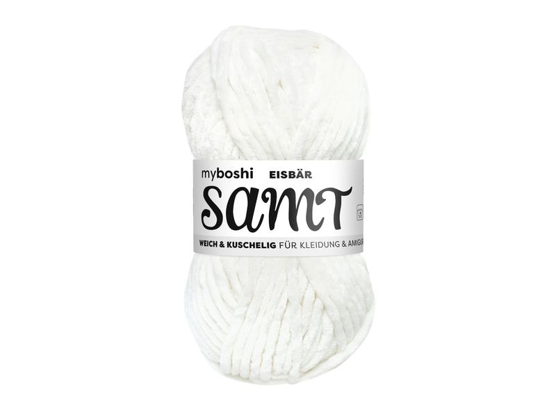 myBoshi | Wolle Chenille Samt Eisbär | 100 g, 100 m
