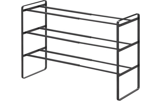 Yamazaki | 3-stufiges ausziehbares Schuhregal | TOWER schwarz, 41 x 25 x 46 cm, Metall