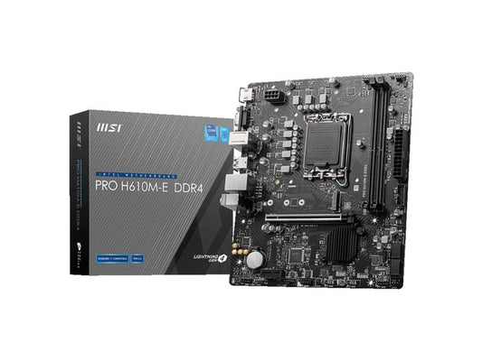 MSI | PRO H610M-E DDR4, LGA1700, mATX | Intel H610, 2x DDR4, PCI-E 4.0, HDMI, VGA
