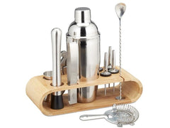 relaxdays | Cocktailset Edelstahl 11teilig | Edelstahl, Bambus