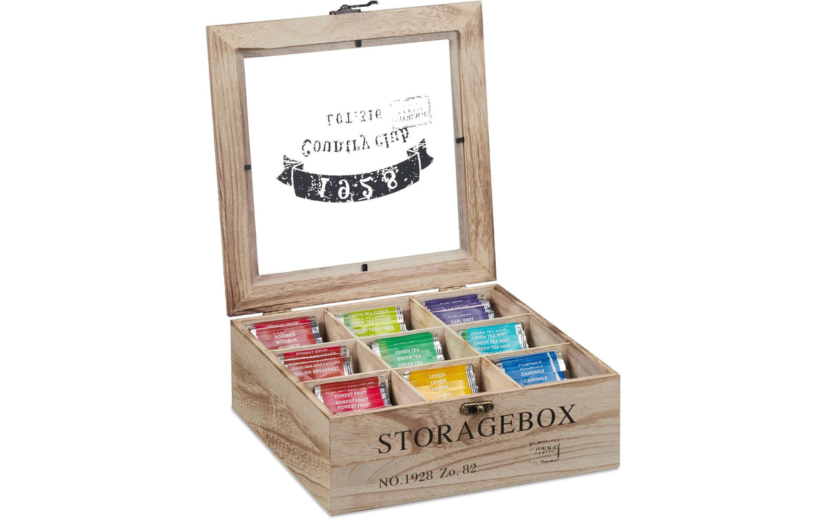 relaxdays, Teebeutel-Box Braun