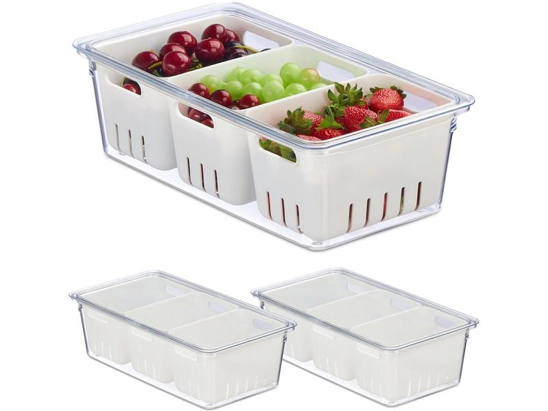 relaxdays | Kühlschrankorganizer 3er Set | mit drei Körben