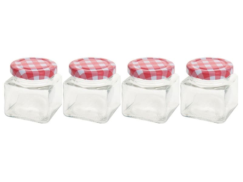 FURBER | Einmachglas 75ml 4er Set | Glas,Silikon,Metall