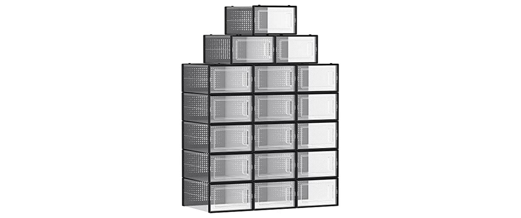 Songmics Schuhboxen stapelbar, 18er Set