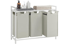 Vasagle Wäschekorb mit Ablage Weiss, 3x 38L
