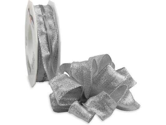 Pattberg | Geschenkband Astoria Ziehschleife | Grösse: 25 mm x 20 m, silber