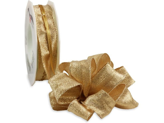 Pattberg | Geschenkband Astoria Ziehschleife | Grösse: 25 mm x 20 m, gold