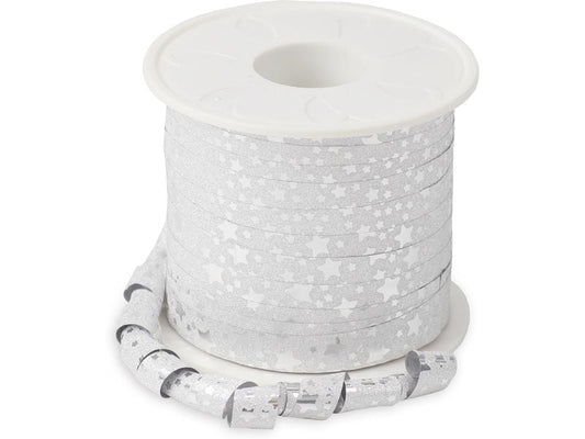 Pattberg | Geschenkband Glitter Star | Grösse: 10 mm x 100 m, silber