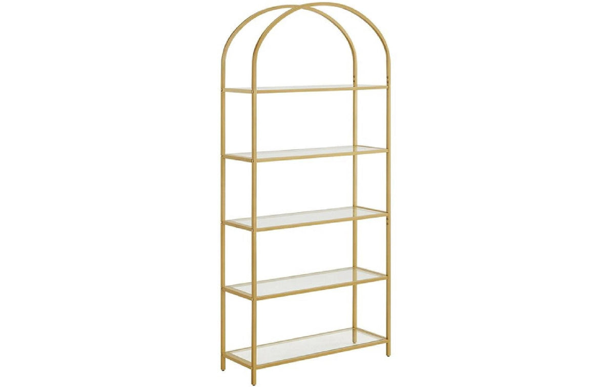 Vasagle Regal Gold, 5 Ablagen, Stahl & Glas