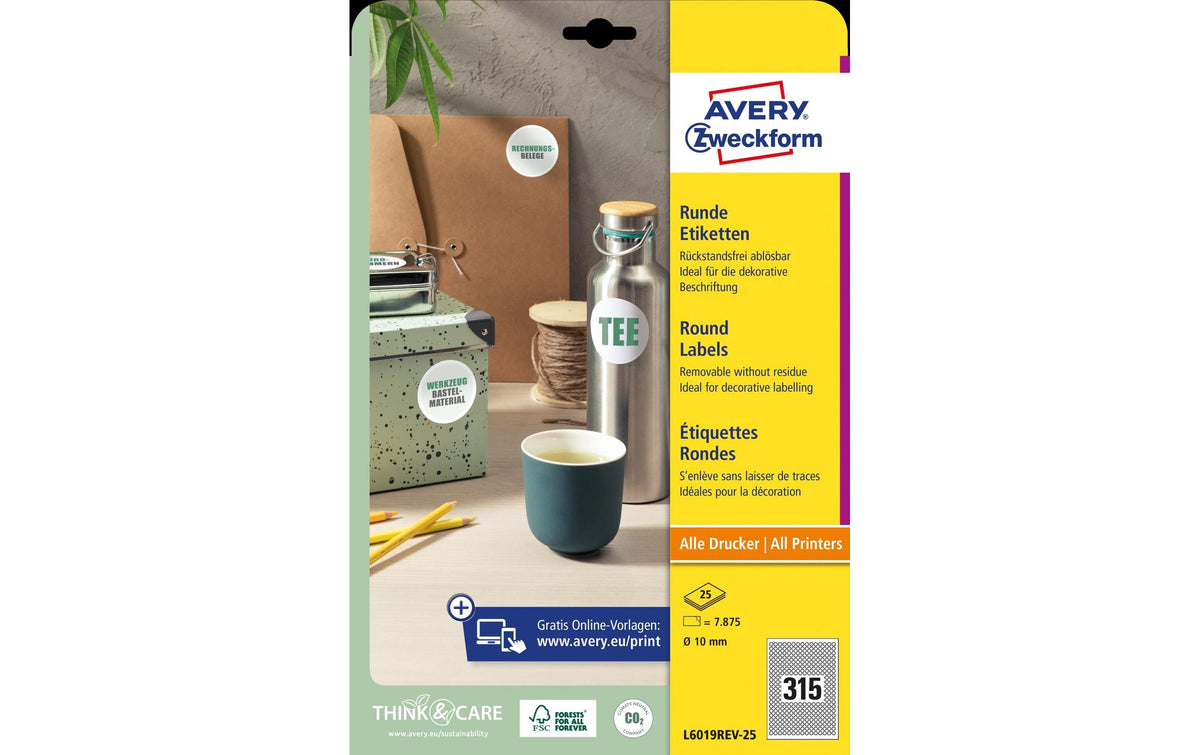 Avery Zweckform Etiketten, rund/weiss