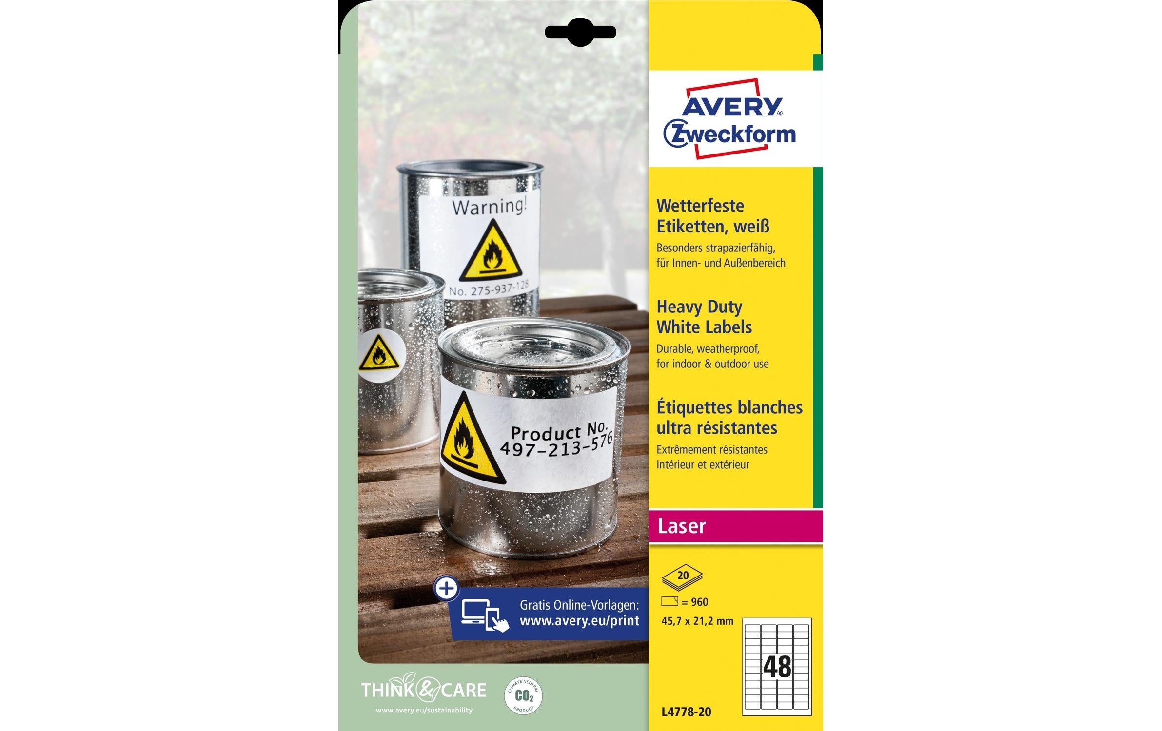 Avery Zweckform Etiketten wetterfest