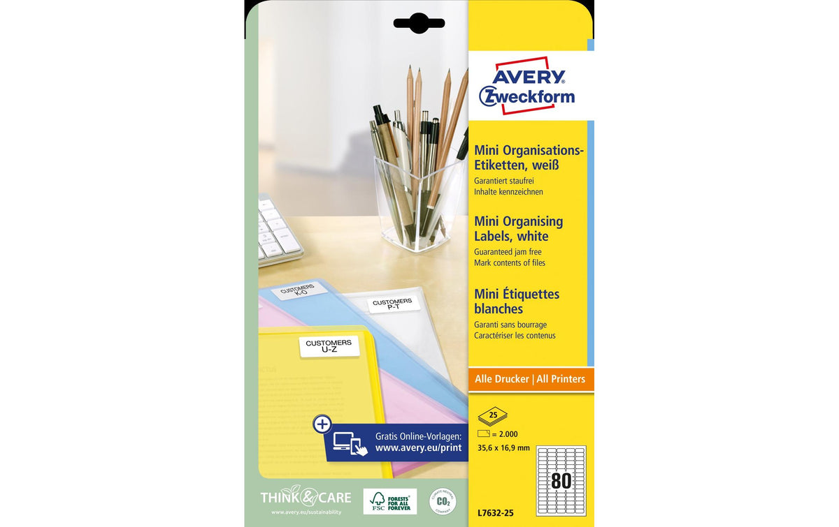 Avery Zweckform Etiketten A4, 35.6x16.9 mm