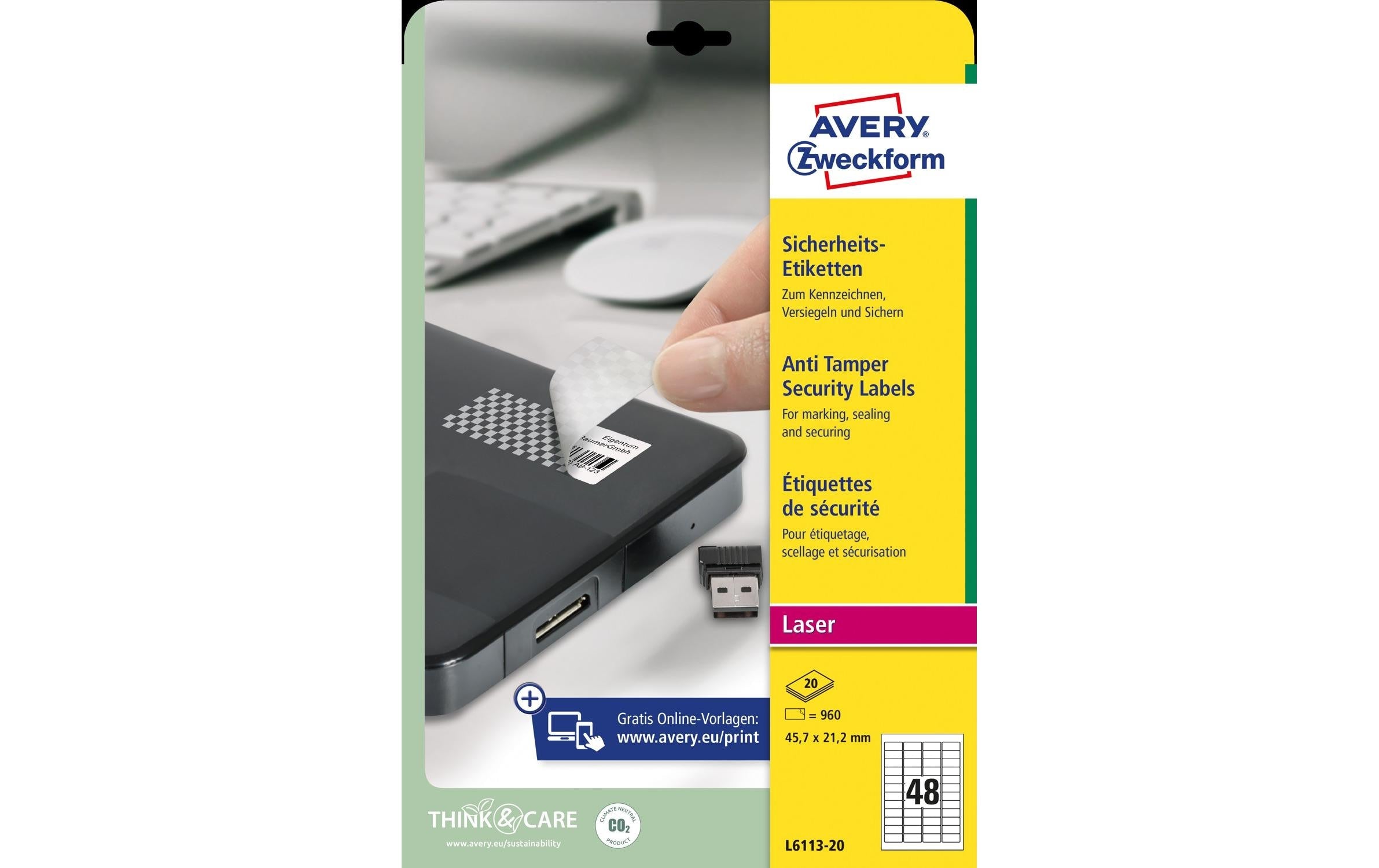 Avery Sicherheits-Etiketten L6113-20
