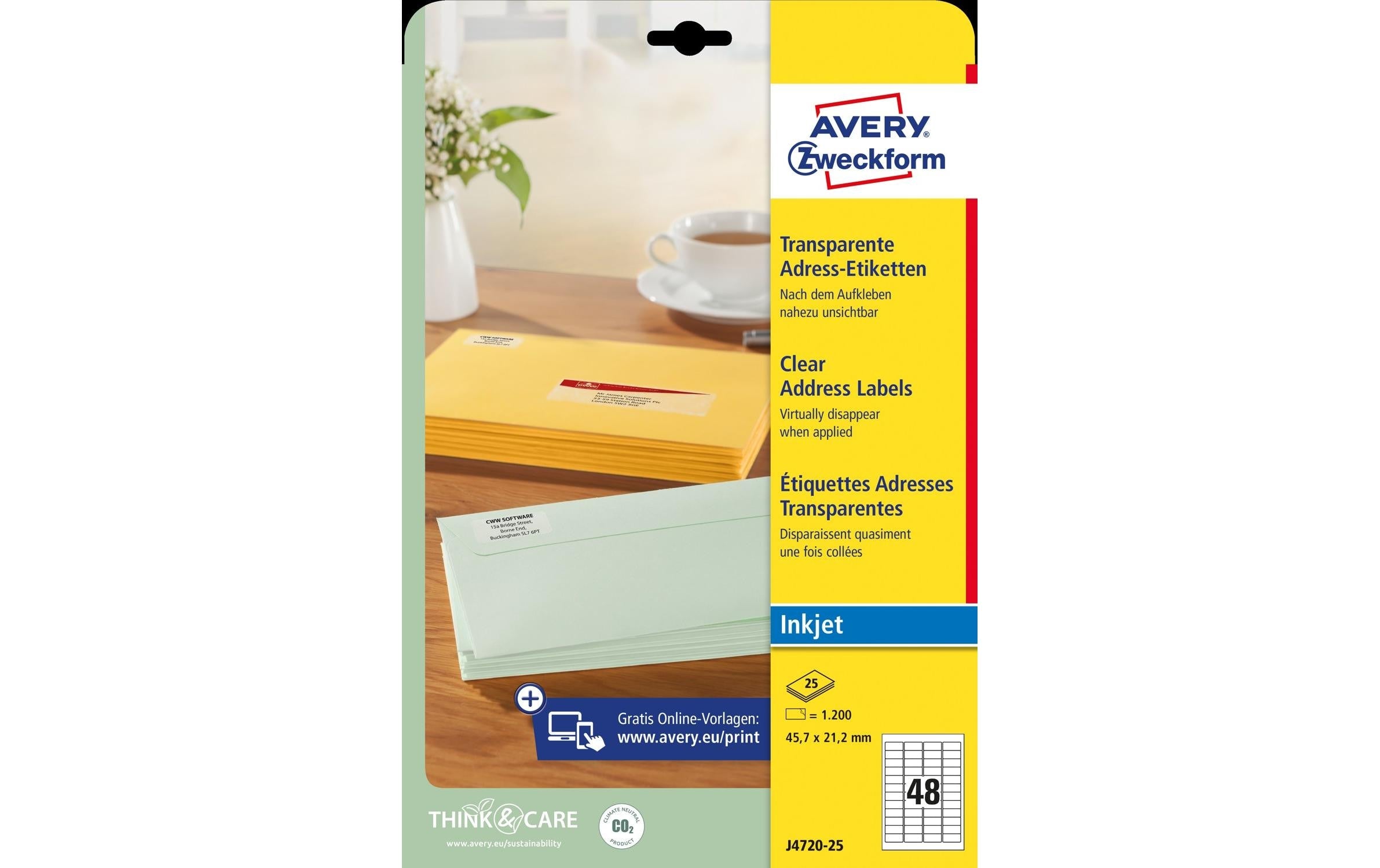 Avery Zweckform Etik. Adress 45,7x21,2mm