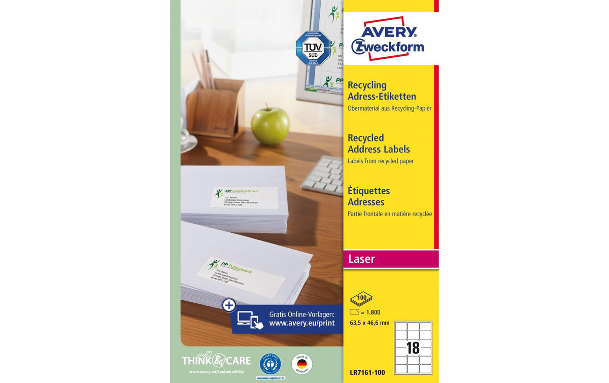 Avery Zweckform Recyc. -Etik. 63,5x46,6mm