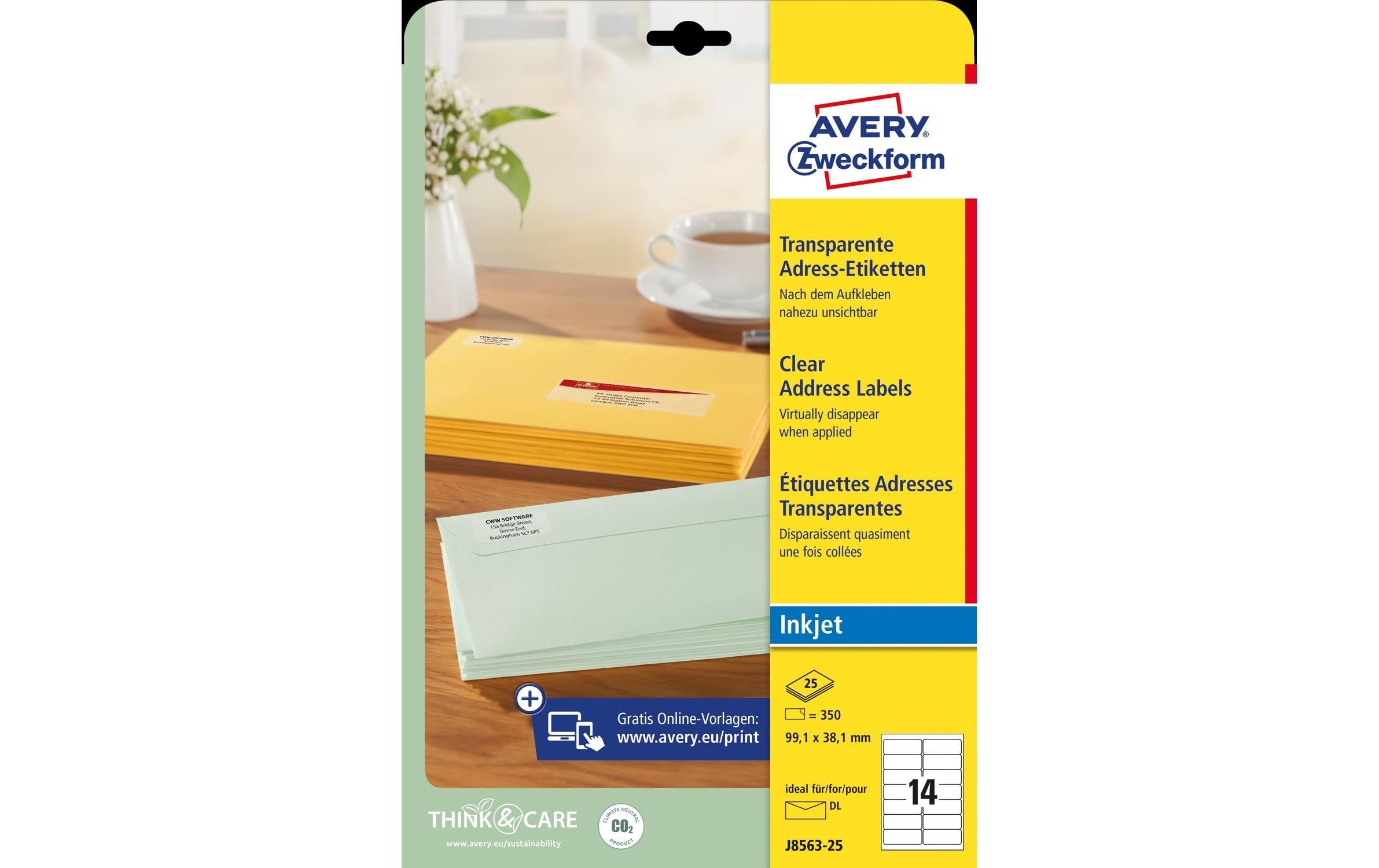 AZ InkJet-Etiketten transparent, 350 Stk