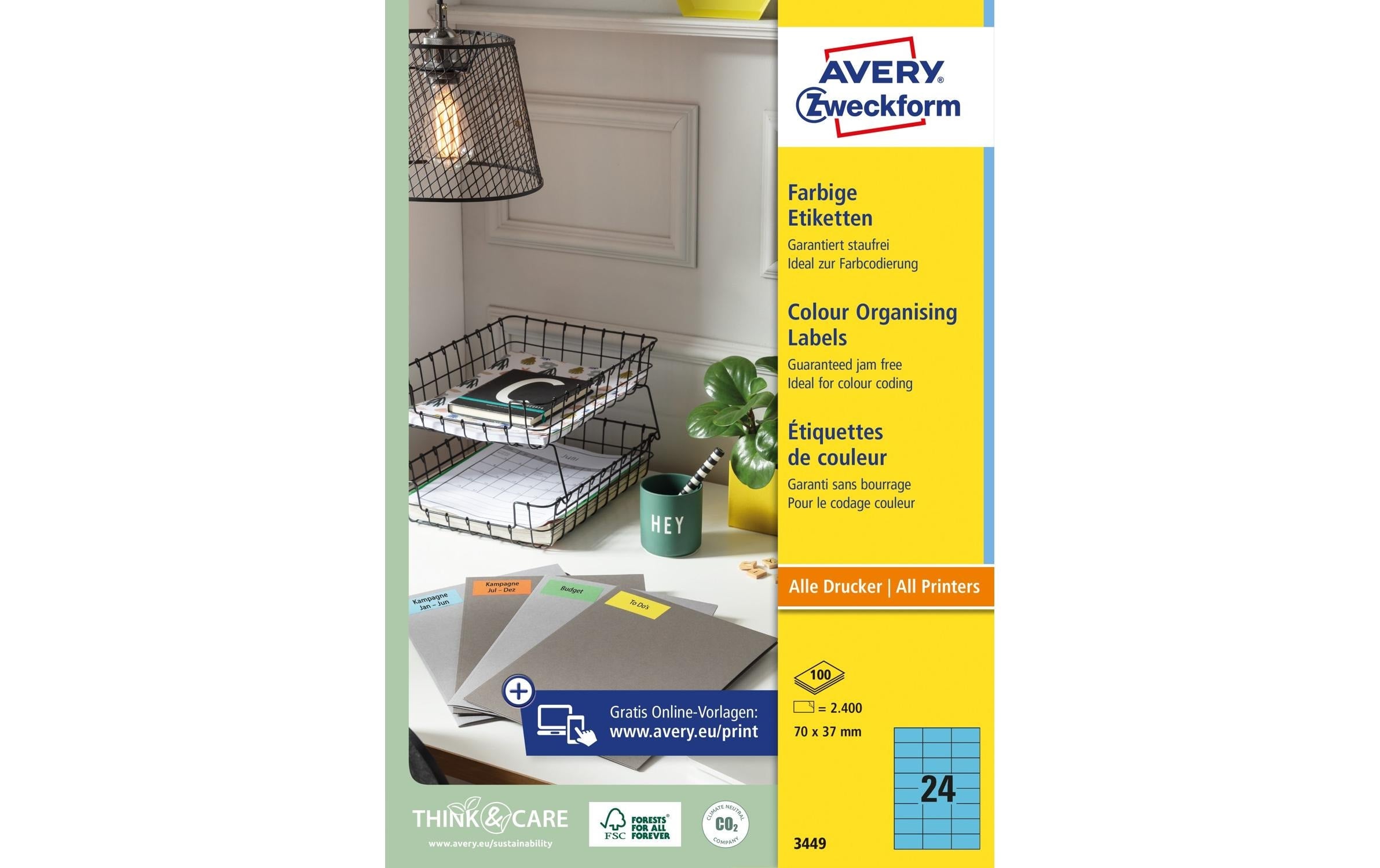 AZ Universal-Etiketten farbig, 2400 Stk