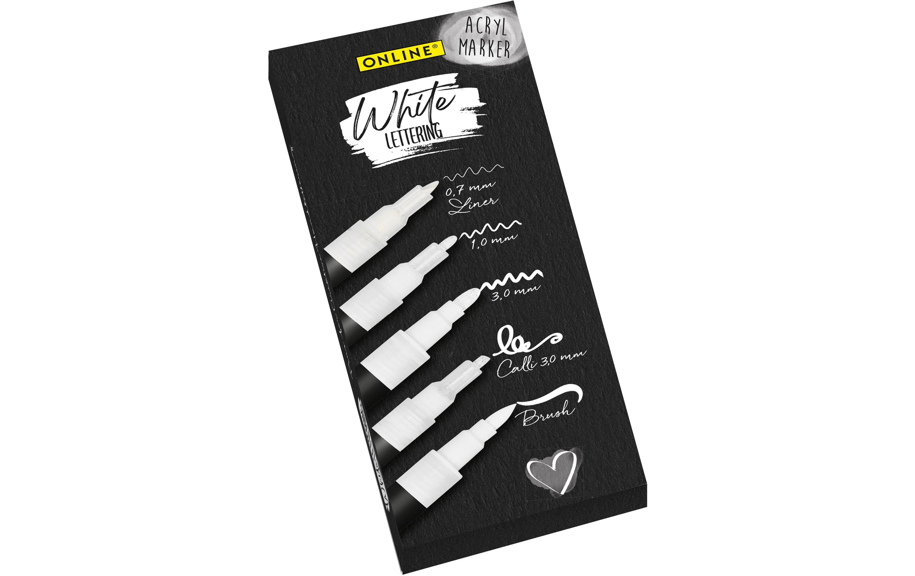 Online, Fineliner Lettering 5er Set, Weiss