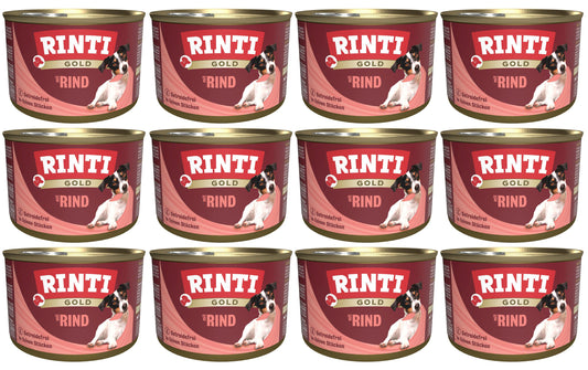 Rinti | Nassfutter Dose Gold mit Rind | 12 x 185 g
