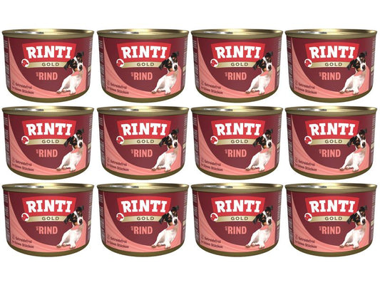 Rinti | Nassfutter Dose Gold mit Rind | 12 x 185 g