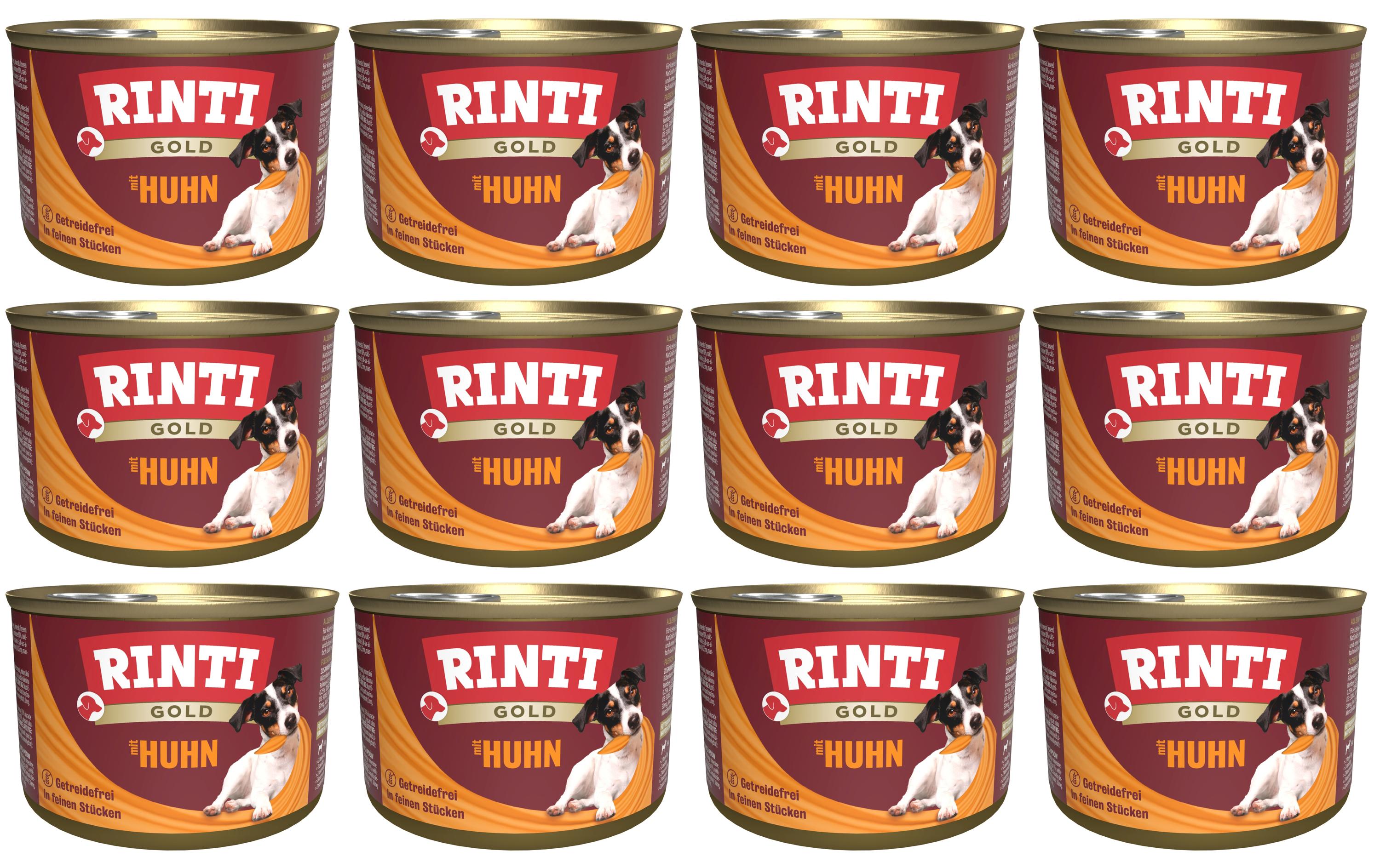 Rinti, Nassfutter Dose Gold mit Huhn, 12 x