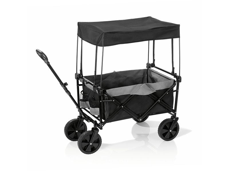 EASYmaxx | Bollerwagen faltbar | anthrazit/schwarz mit Dach