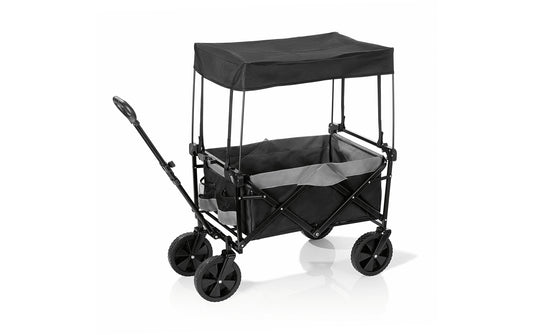 EASYmaxx | Bollerwagen faltbar | anthrazit/schwarz mit Dach