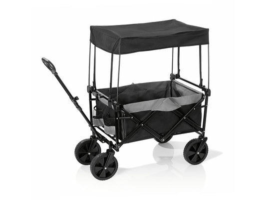 EASYmaxx | Bollerwagen faltbar | anthrazit/schwarz mit Dach