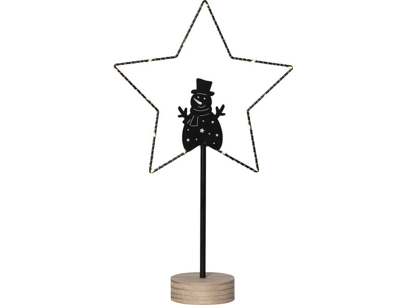 Star Trading | Dekorativer Schneemann GLIMTA | Indoor, Schwarz, 15 LED