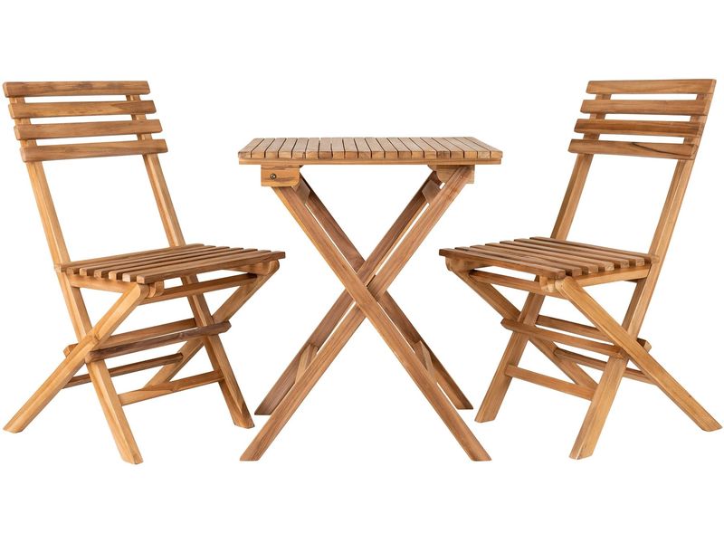 House Nordic | Bistrotisch-Set Cuenca | Teakholz, 2 Stühle 1 Tisch
