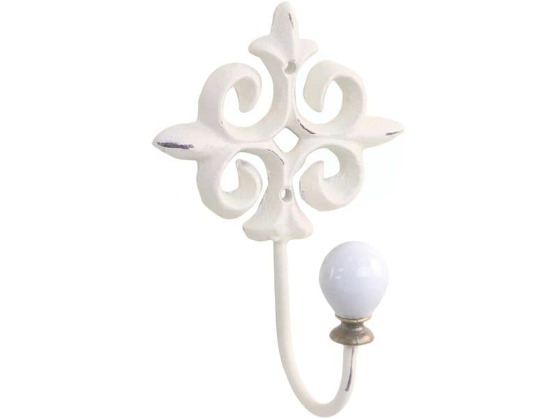 Chic Antique | Haken mit Dekor, Antique Creme | 13x8.5x6 cm (HxLxB), Eisen