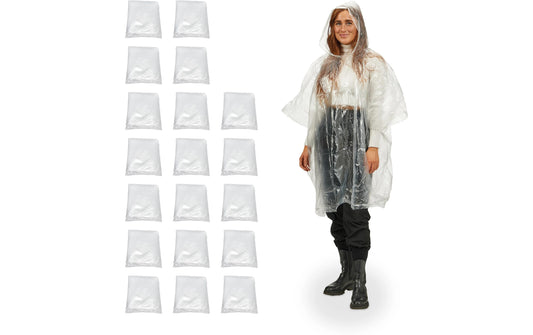 relaxdays, Regenponcho 20 Stück, Transparen