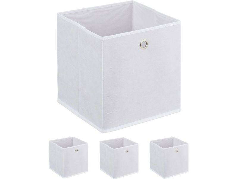 relaxdays | Aufbewahrungsbox 4er Set | Weiss