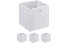 relaxdays | Aufbewahrungsbox 4er Set | Weiss
