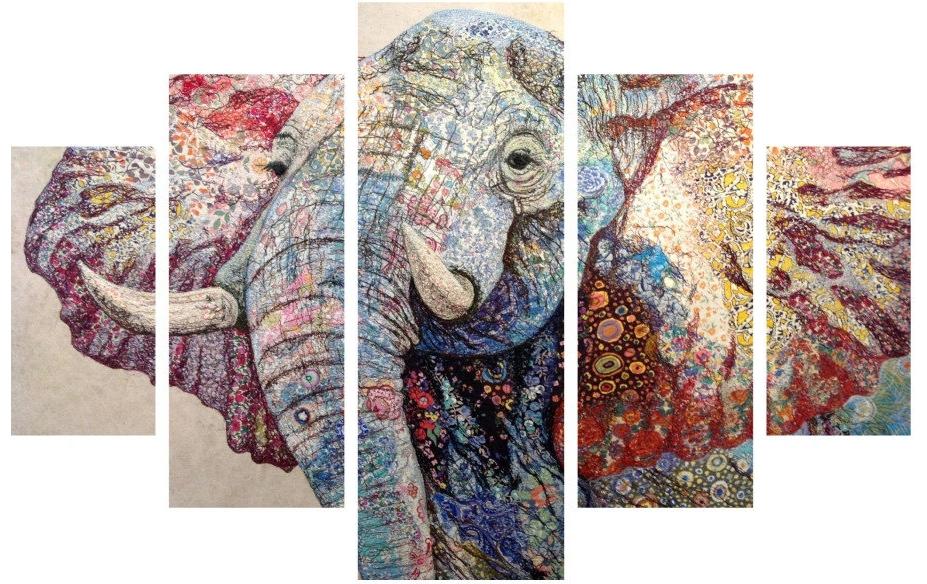 Wallxpert Bild Elefant 5-teilig