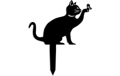Wallxpert Gartenstecker Katze mit Schmett.