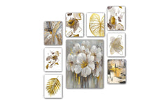 Wallxpert Bild Golden Flowers 9-teilig