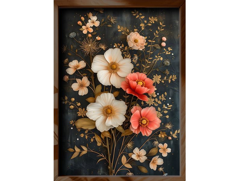 Wallxpert | Bild Flowers | MDF/Fichte, Grösse: 35 x 47 x 3.5 cm