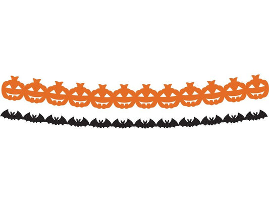 Folat | Halloween Girlande Kürbis Fledermaus | mehrfarbig, 2m, 1 Stück