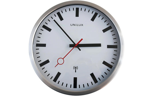 UNILUX Wanduhr Station Metallgrau