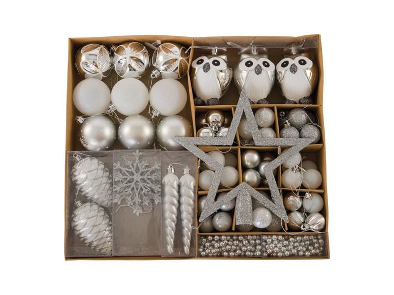 Dekomat AG | Dekomat Baumschmuck 90 Stück | Kunsstoff, assortiert