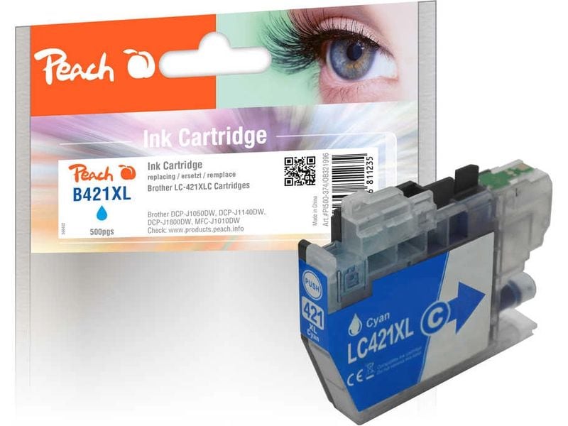 Peach | Tinte Brother LC-421XL Cyan | 500 Seiten